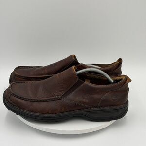 Timberland Slip On Loafer Shoes Mens SZ 13 M Brown Leather Casual Round Moc Toe